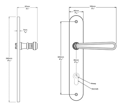 Iver Copenhagen Door Lever on Oval Backplate Entrance Kit Key/Thumb - Available in Various Finishes