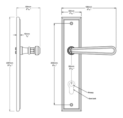 Iver Copenhagen Door Lever on Stepped Backplate Entrance Kit Key/Key - Available in Various Finishes