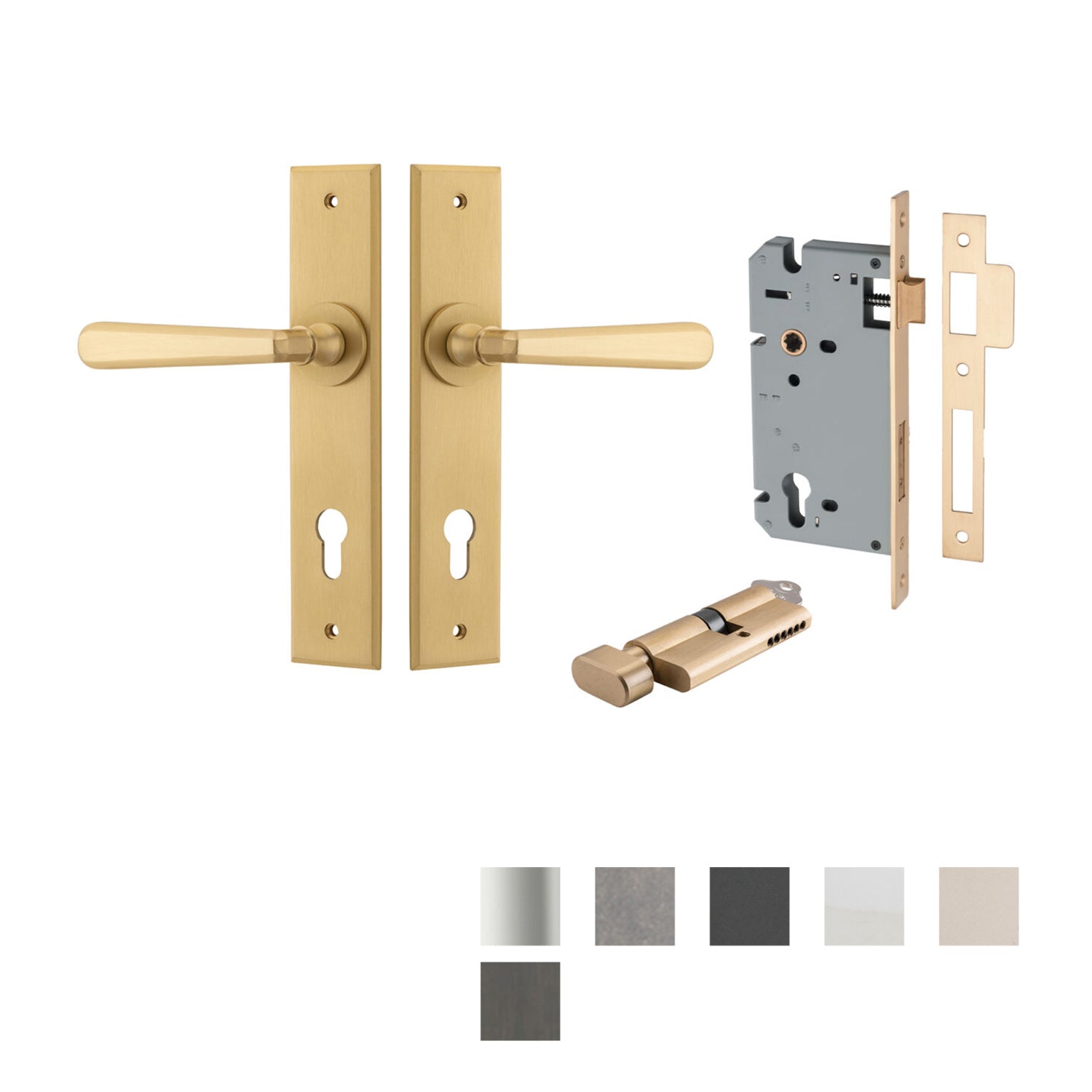 Iver Copenhagen Door Lever on Chamfered Backplate Entrance Kit Key/Thumb