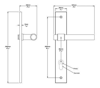 Iver Helsinki Door Lever on Rectangular Backplate Entrance Kit Key/Key