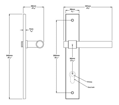 Iver Helsinki Door Lever on Rectangular Backplate Entrance Kit Key/Thumb