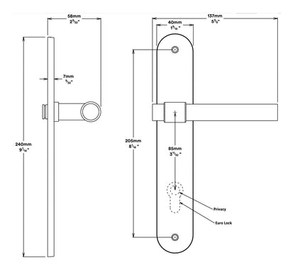 Iver Helsinki Door Lever on Oval Backplate Entrance Kit Key/Thumb - Available in Various Finishes