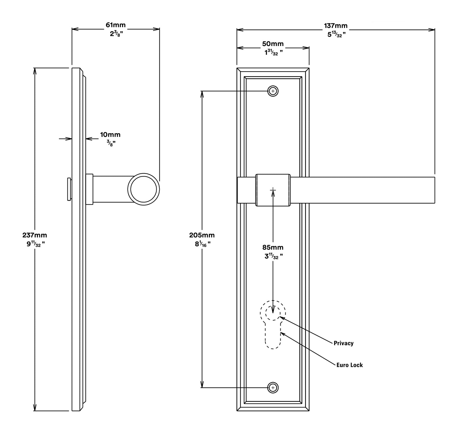 Iver Helsinki Door Lever on Stepped Backplate Entrance Kit Key/Key - Available in Various Finishes