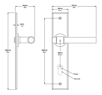 Iver Helsinki Door Lever on Chamfered Backplate Entrance Kit Key/Key - Available in Various Finishes