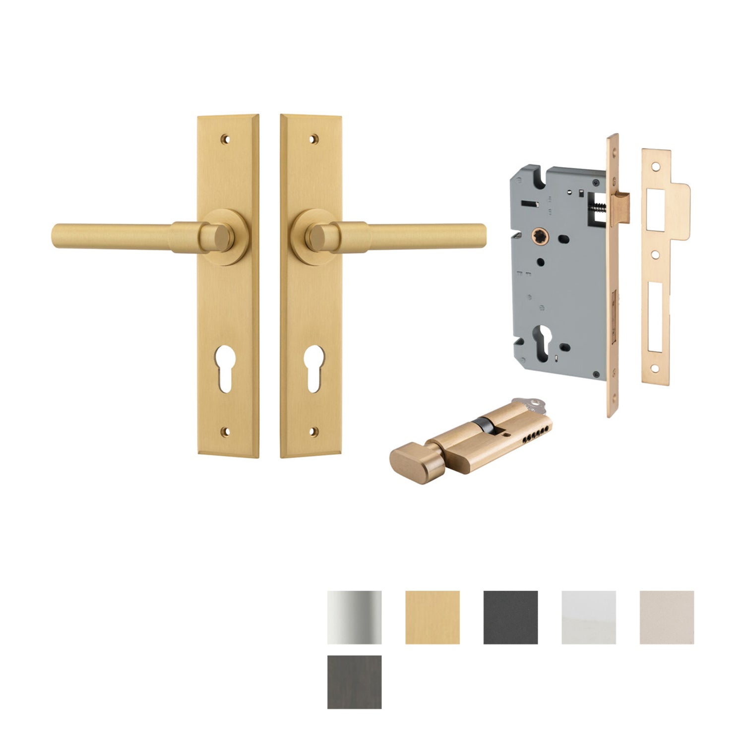 Iver Helsinki Door Lever on Chamfered Backplate Entrance Kit Key/Thumb