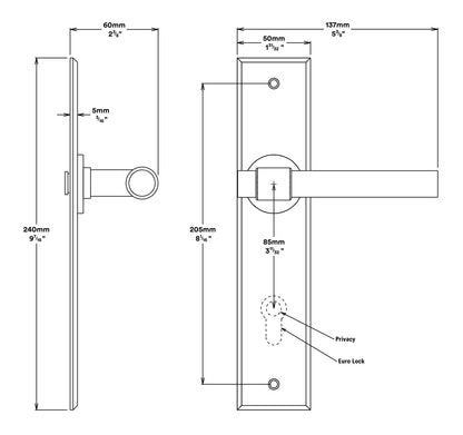 Iver Helsinki Door Lever on Chamfered Backplate Entrance Kit Key/Thumb