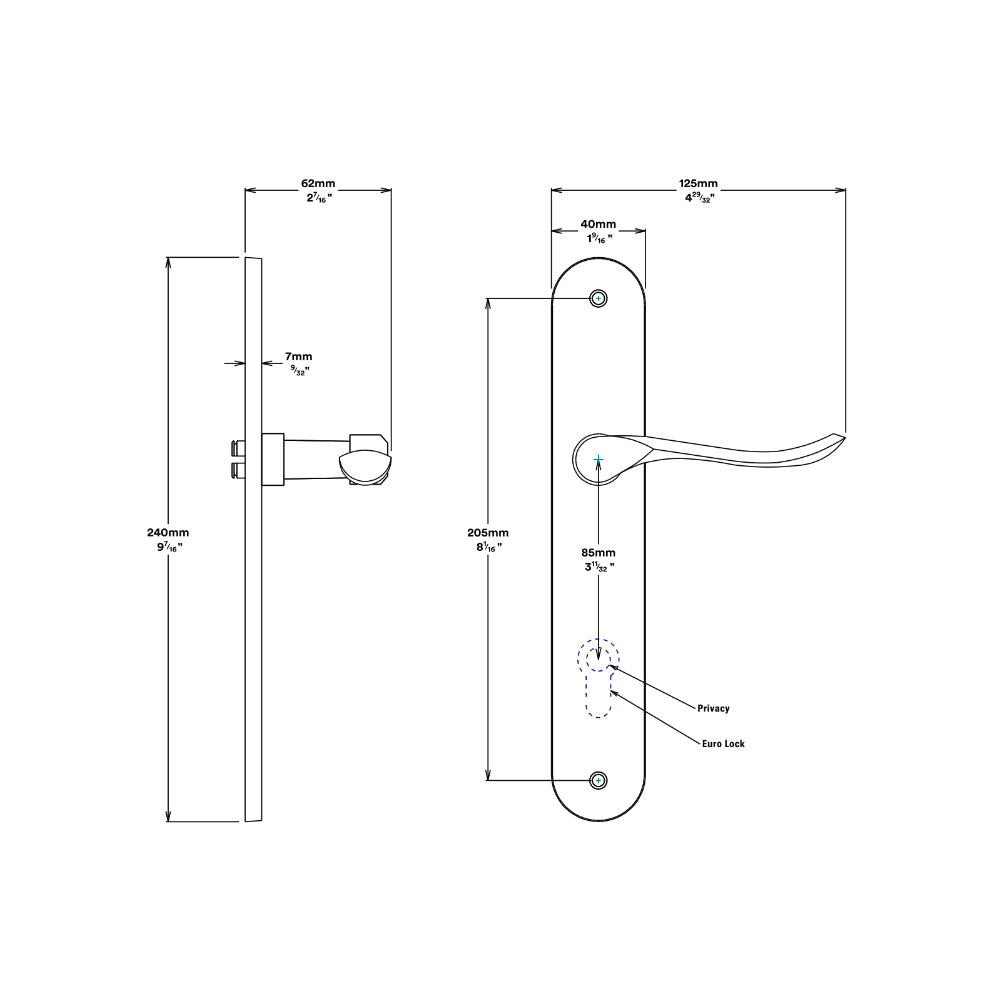 Iver Stirling Door Lever on Oval Backplate Privacy Kit with Turn - Available in Various Finishes