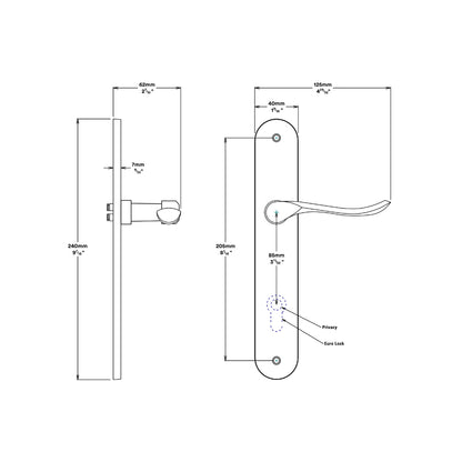 Iver Stirling Door Lever on Oval Backplate Privacy Kit with Turn - Available in Various Finishes