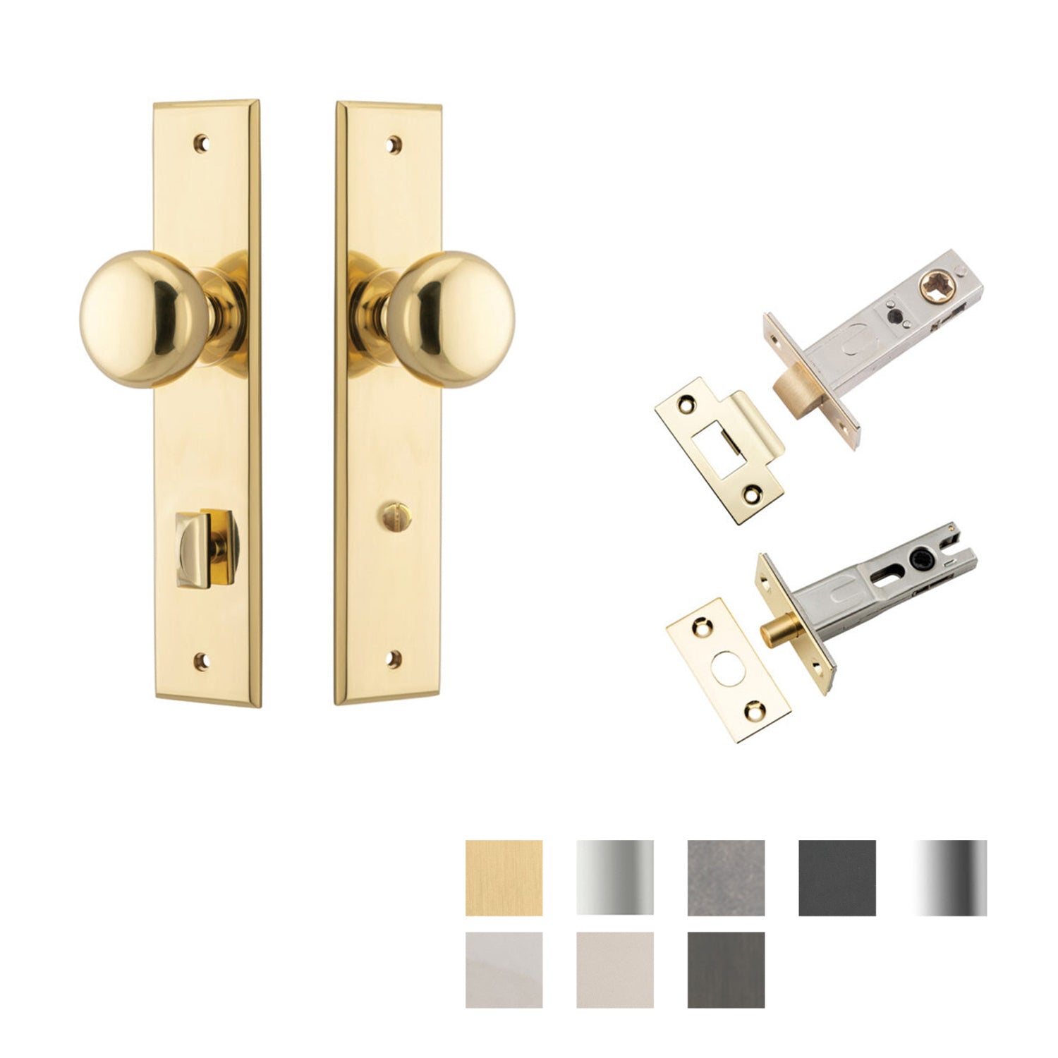 Iver Cambridge Door Knob on Chamfered Backplate Privacy Kit - Available in Various Finishes