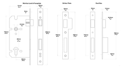 Iver Baltimore Door Lever on Rectangular Backplate Entrance Kit Key/Thumb