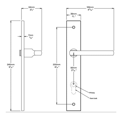 Iver Baltimore Door Lever on Rectangular Backplate Passage Kit - Available in Various Finishes