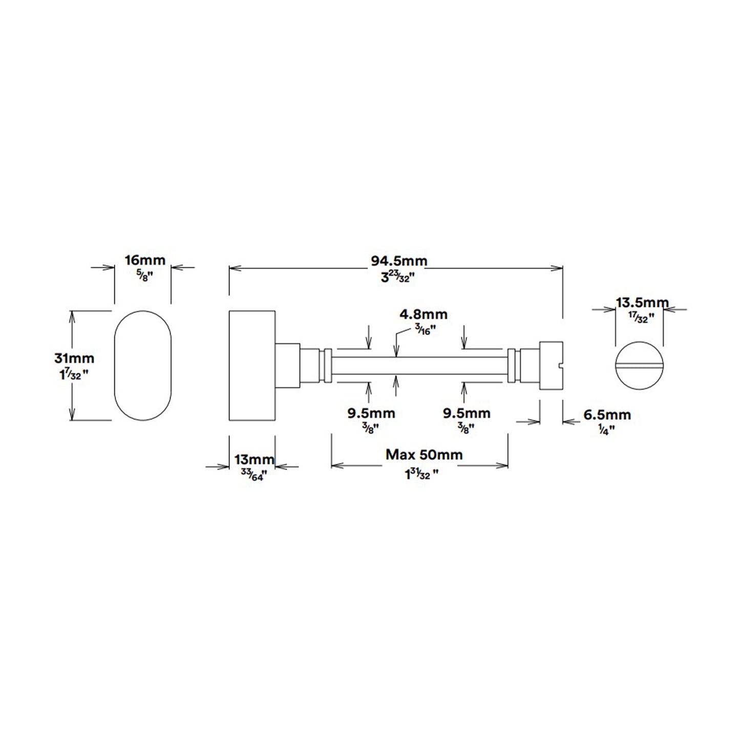 Iver Baltimore Door Lever on Rectangular Backplate Privacy Kit with Turn