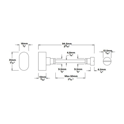 Iver Baltimore Door Lever on Rectangular Backplate Privacy Kit with Turn
