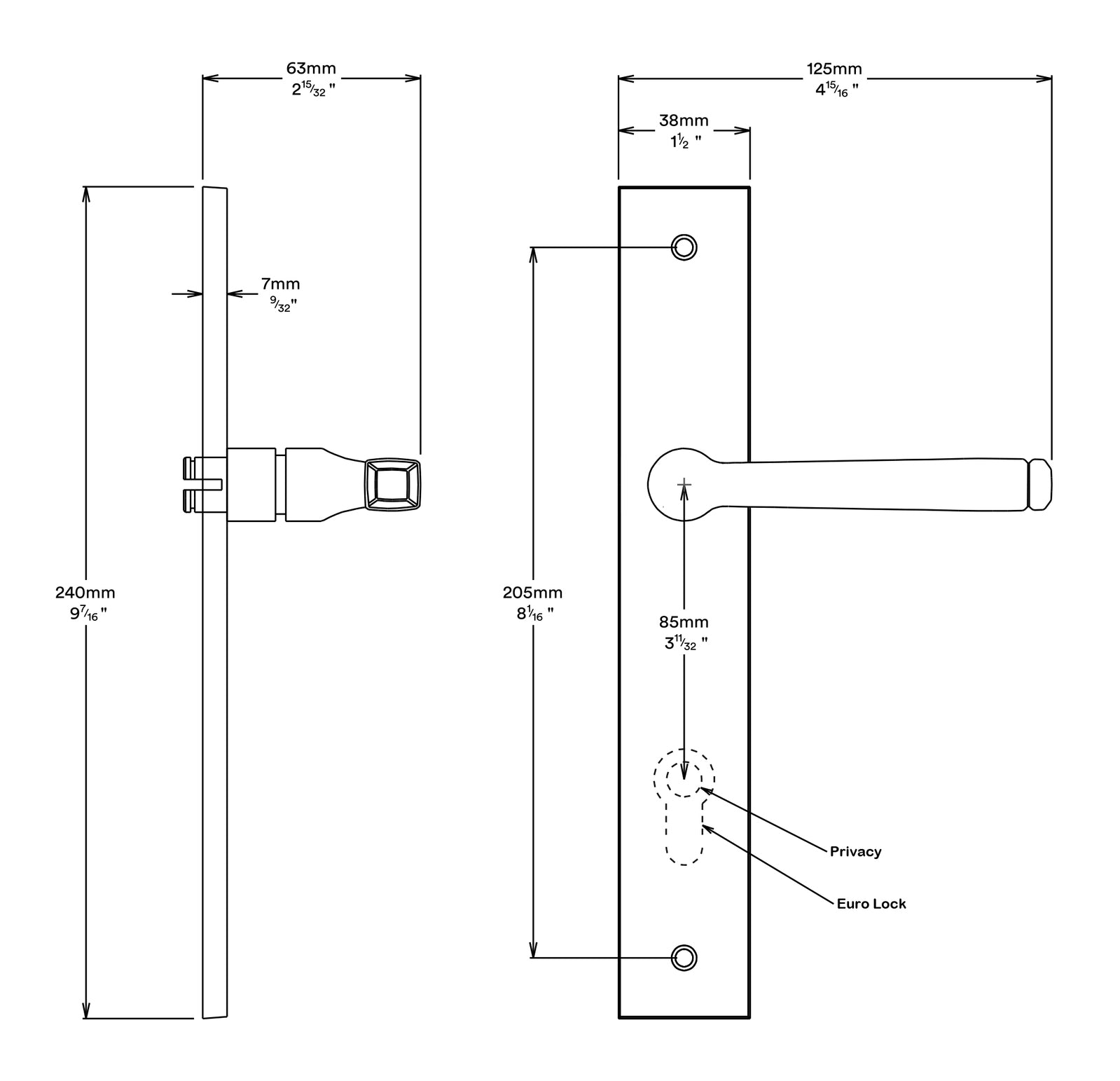 Iver Annecy Door Lever on Rectangular Backplate Passage Kit - Available in Various Finishes
