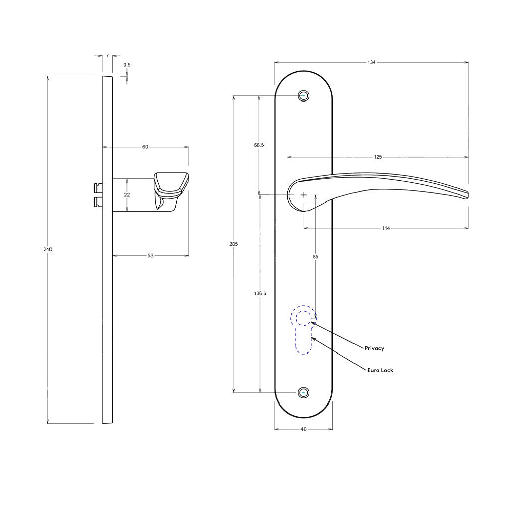 Iver Oxford Door Lever on Oval Backplate Privacy Kit with Turn - Available in Various Finishes