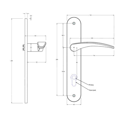 Iver Oxford Door Lever on Oval Backplate Privacy Kit with Turn - Available in Various Finishes