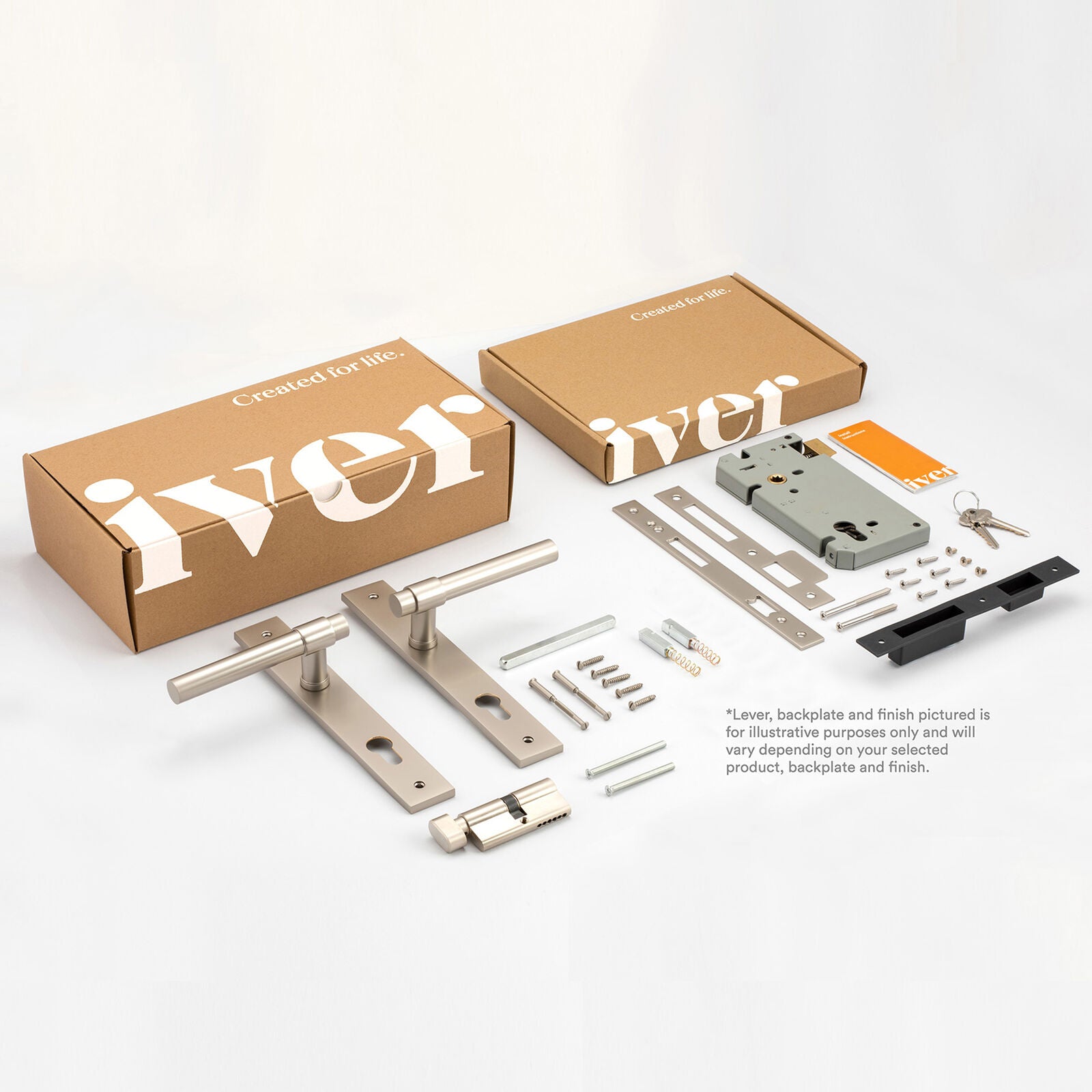 Iver Sarlat Door Lever Handle on Stepped Backplate Entrance Kit Key/Thumb