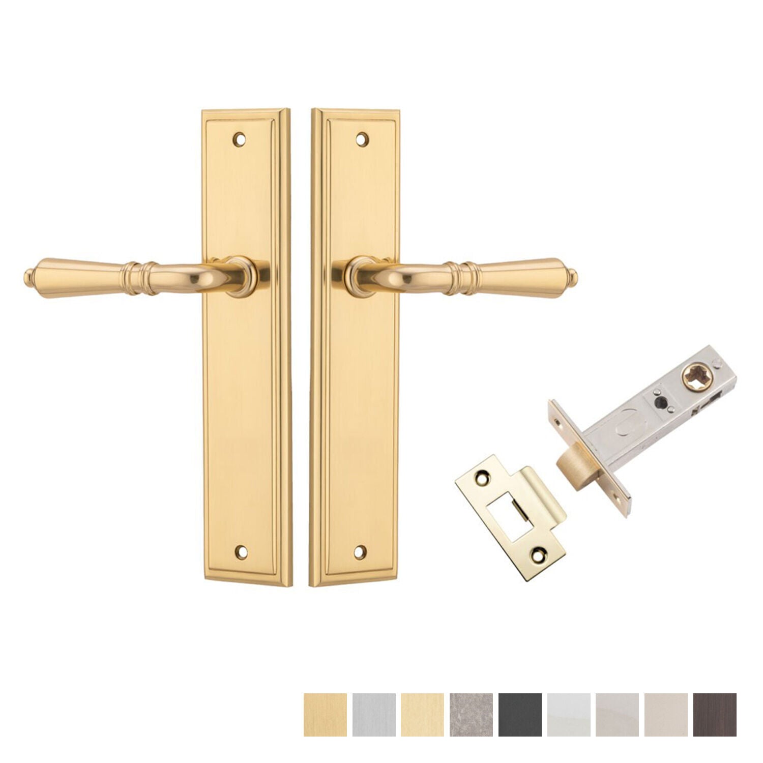 Iver Sarlat Door Lever Handle on Stepped Backplate Passage Kit - Available in Various Finishes