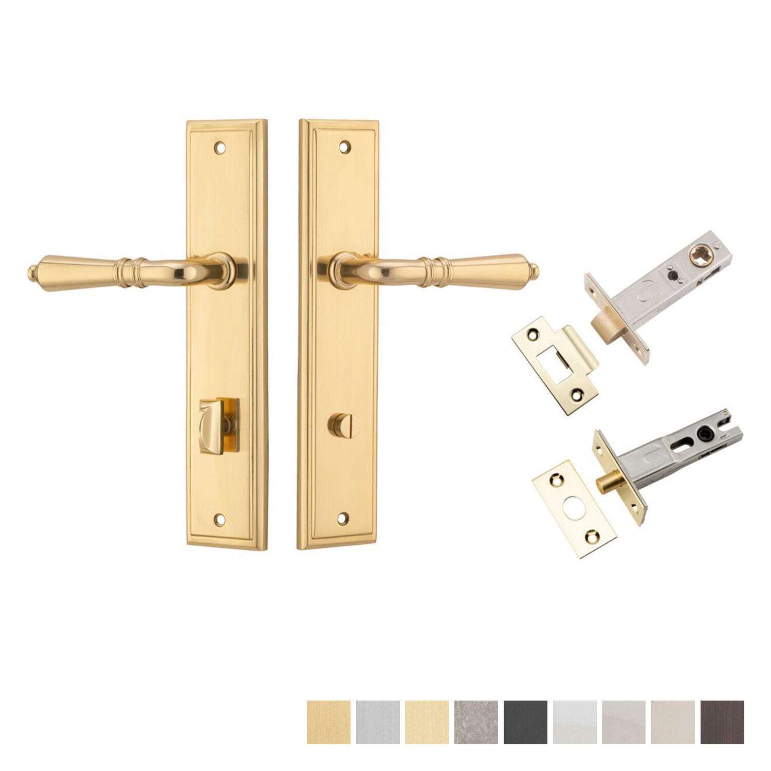 Iver Sarlat Door Lever Handle on Stepped Backplate Privacy Kit - Available in Various Finishes