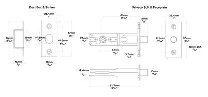Iver Sarlat Door Lever Handle on Stepped Backplate Privacy Kit - Available in Various Finishes