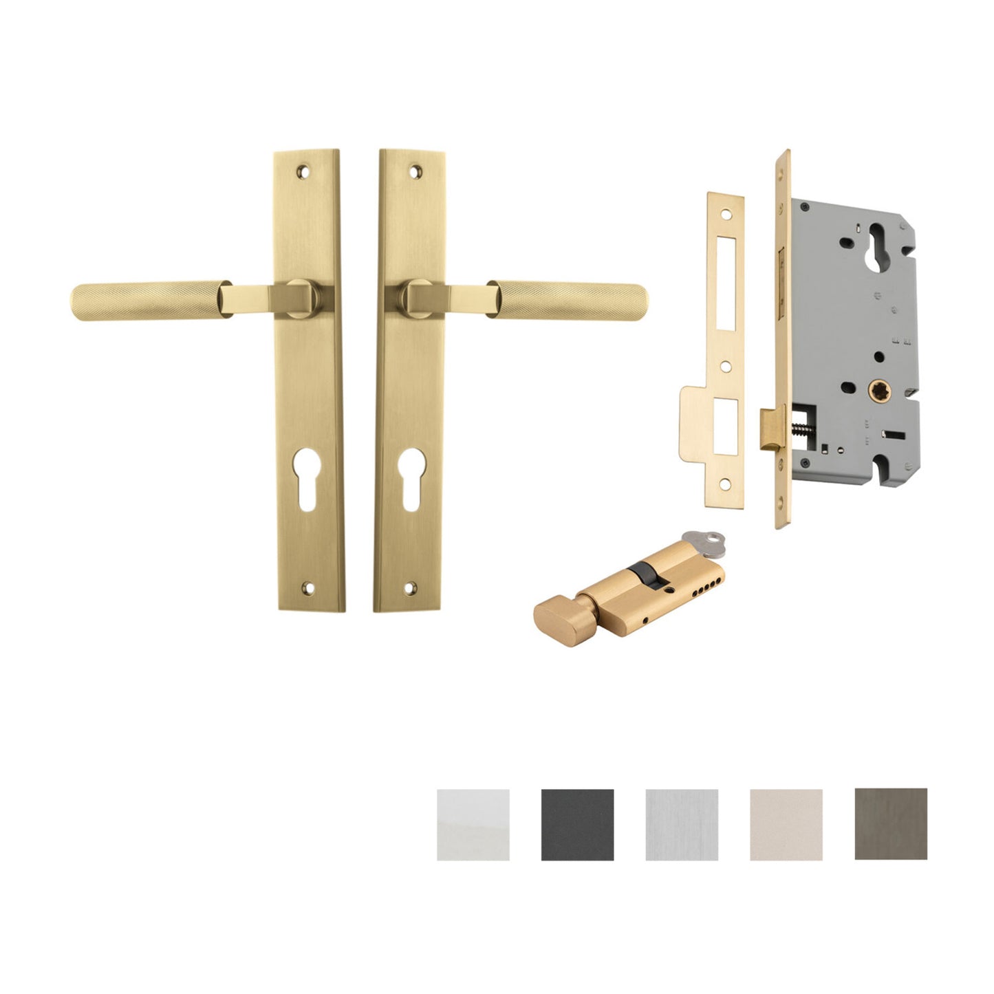 Iver Brunswick Door Lever on Rectangular Backplate Entrance Kit Key/Thumb