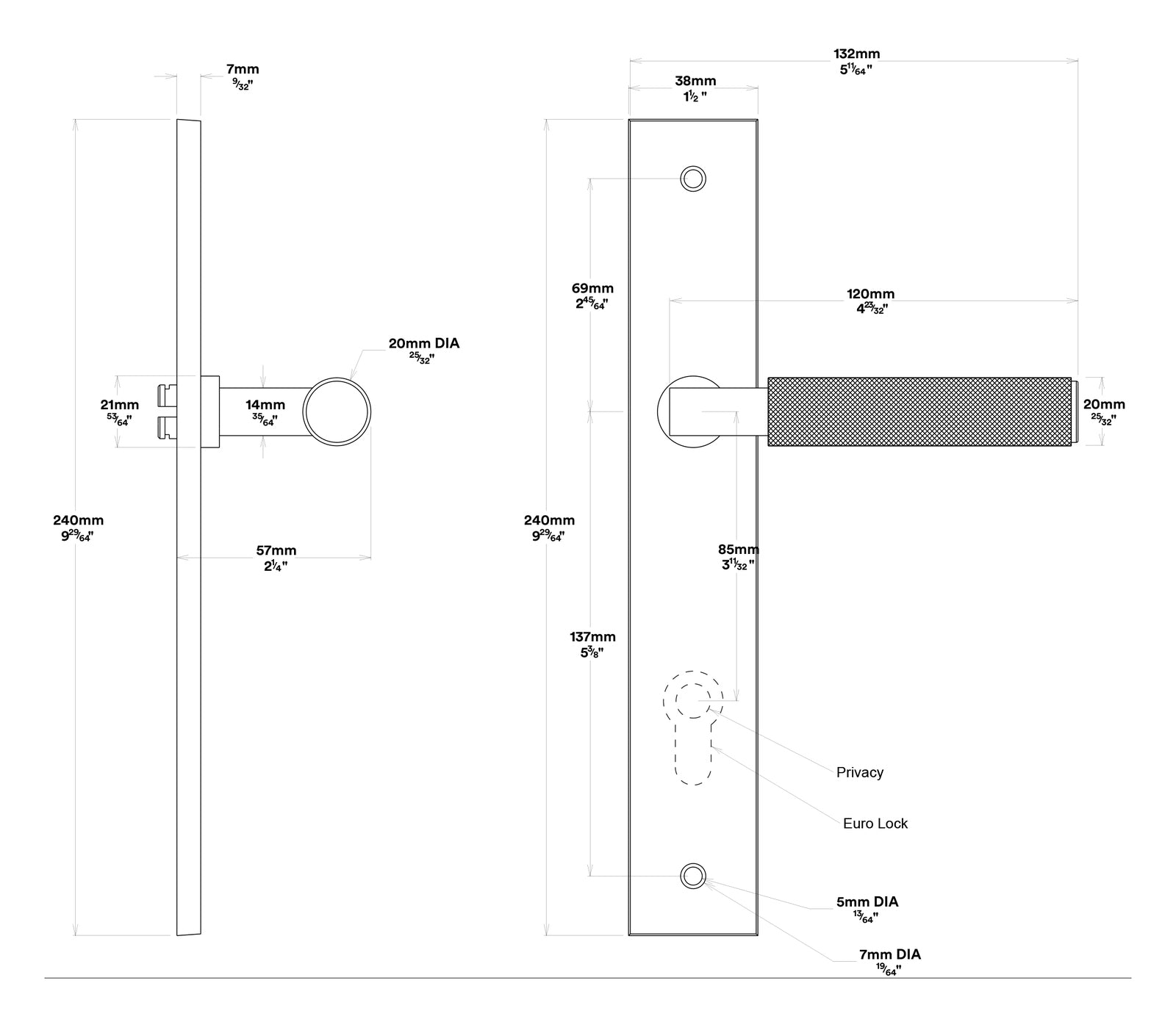Iver Brunswick Door Lever on Rectangular Backplate Entrance Kit Key/Thumb