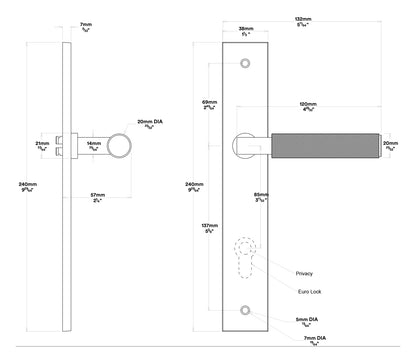 Iver Brunswick Door Lever on Rectangular Backplate Entrance Kit Key/Thumb