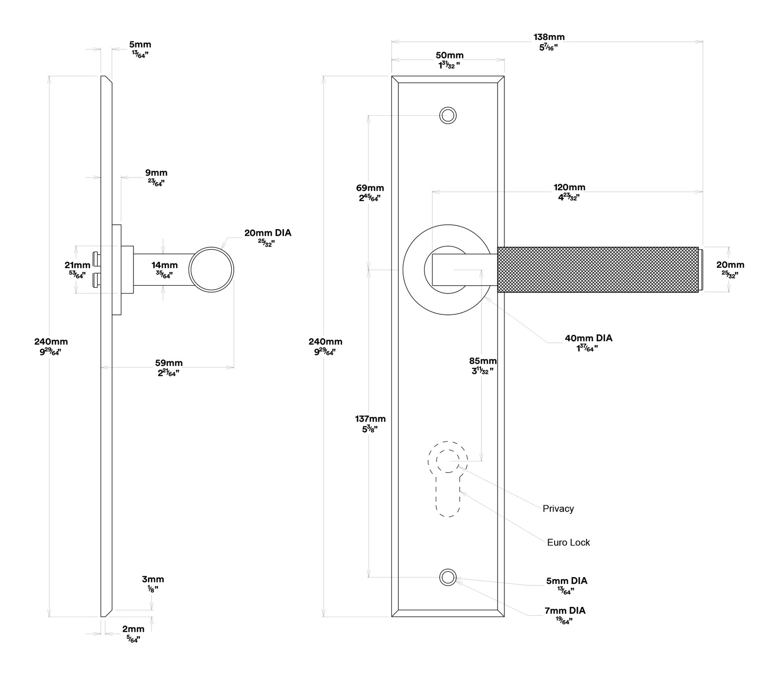 Iver Brunswick Door Lever on Chamfered Backplate Entrance Kit Key/Key