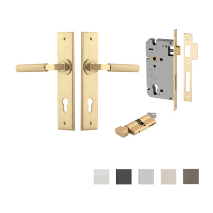 Iver Brunswick Door Lever on Chamfered Backplate Entrance Kit Key/Thumb