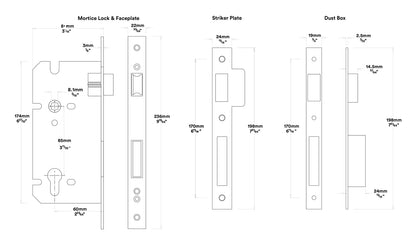 Iver Brunswick Door Lever on Chamfered Backplate Entrance Kit Key/Thumb