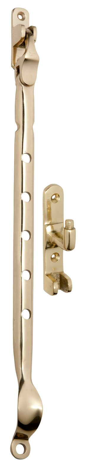 Tradco Casement Stay Sidemount Polished Brass 300mm 1705