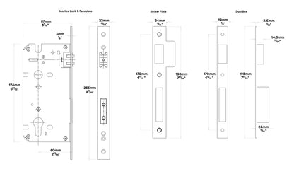 Iver Helsinki Door Pull Handle Entrance Kit Key/Thumb 450mm - Available in Various Finishes