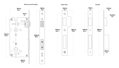 Iver Sarlat Door Pull Handle Entrance Kit Key/Key 600mm - Available in Various Finishes