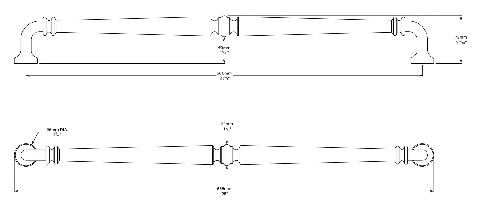 Iver Sarlat Door Pull Handle Entrance Kit Key/Key 600mm - Available in Various Finishes