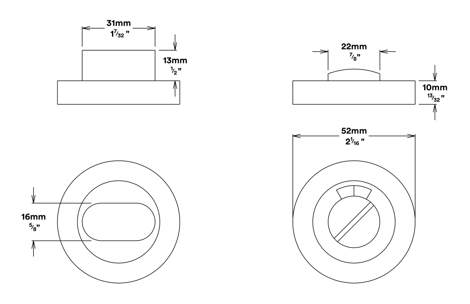 Iver Oval Privacy Turn Round with Indicator - Available in Various Finishes