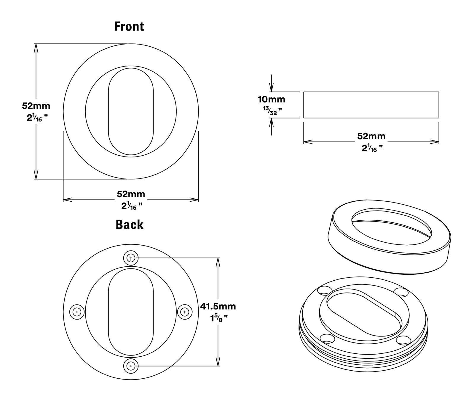 Iver Oval Escutcheon Round - Available in Various Finishes
