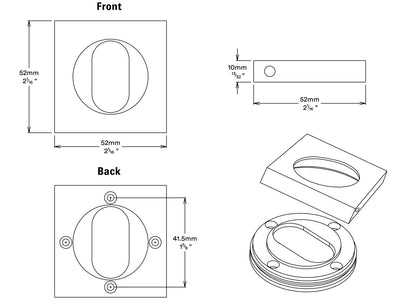 Iver Oval Escutcheon Square Concealed Fix Pair - Available in Various Finishes
