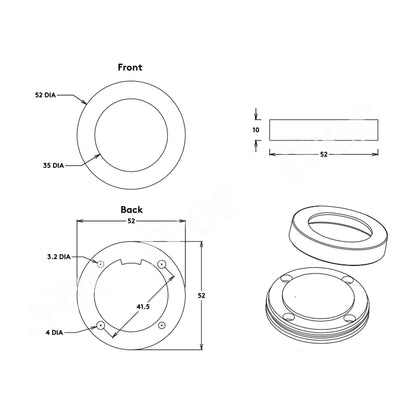 Iver Blank Rose Round Escutcheon 52mm - Available in Various Finishes