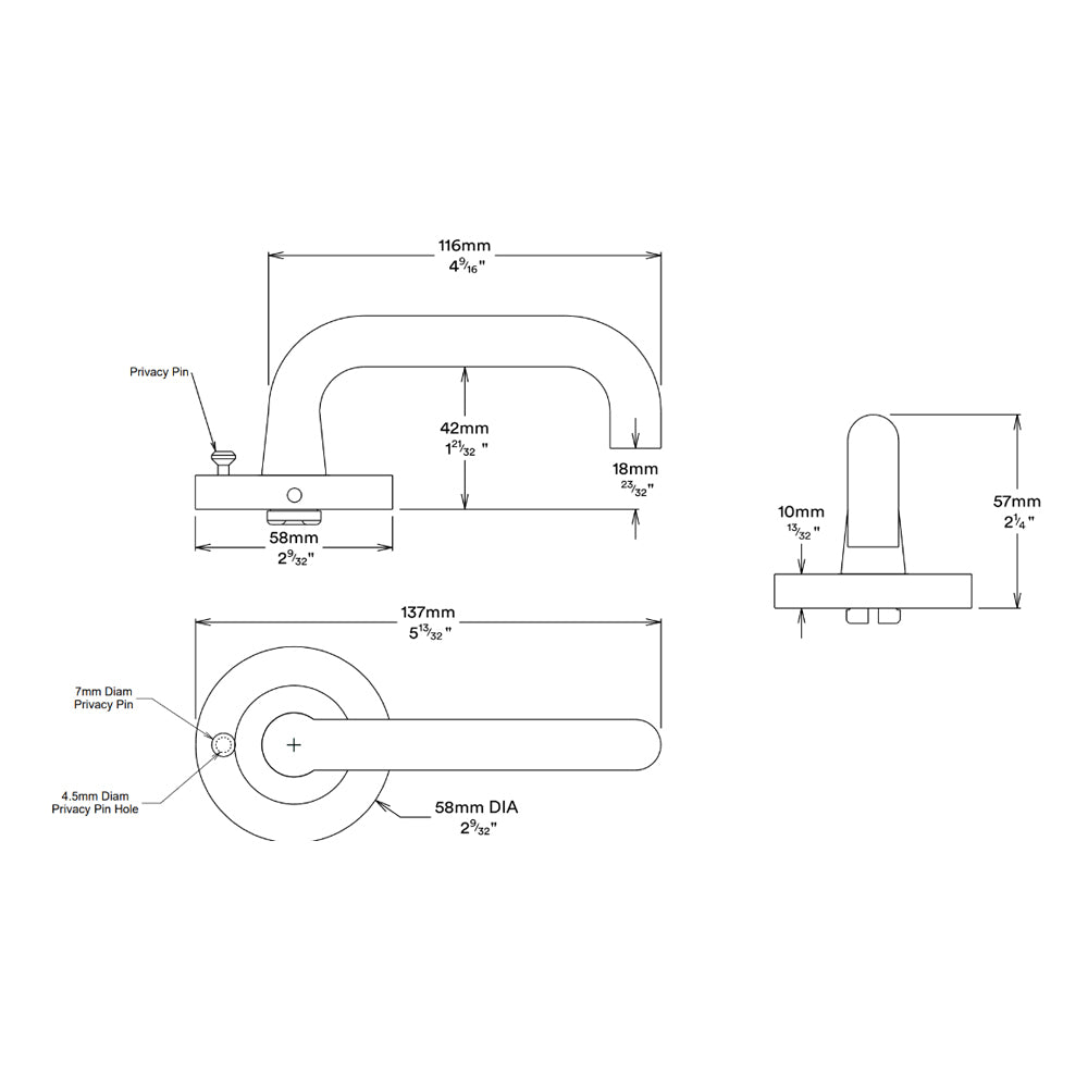 Iver Oslo Door Lever on Round Rose Inbuilt Privacy Kit - Available in Various Finishes