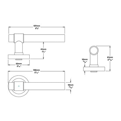 Iver Helsinki Door Lever Handle on Round Rose Passage Kit - Available in Various Finishes