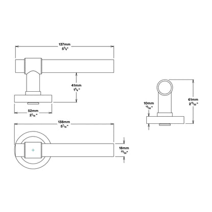 Iver Helsinki Door Lever Handle on Round Rose Privacy Kit - Available in Various Finishes