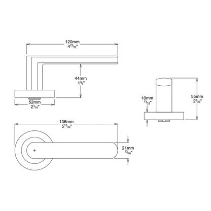 Iver Osaka Door Lever Handle on Round Rose Entrance Kit Key/Key - Available in Various Finishes