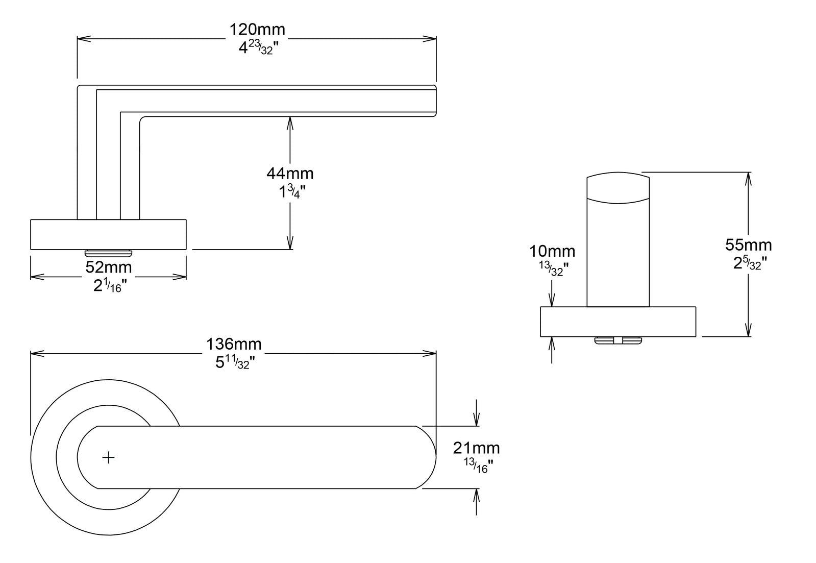 Iver Osaka Door Lever Handle on Round Rose Passage Kit - Available in Various Finishes