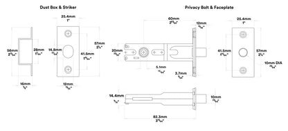 Iver Osaka Door Lever Handle on Round Rose Privacy Kit - Available in Various Finishes