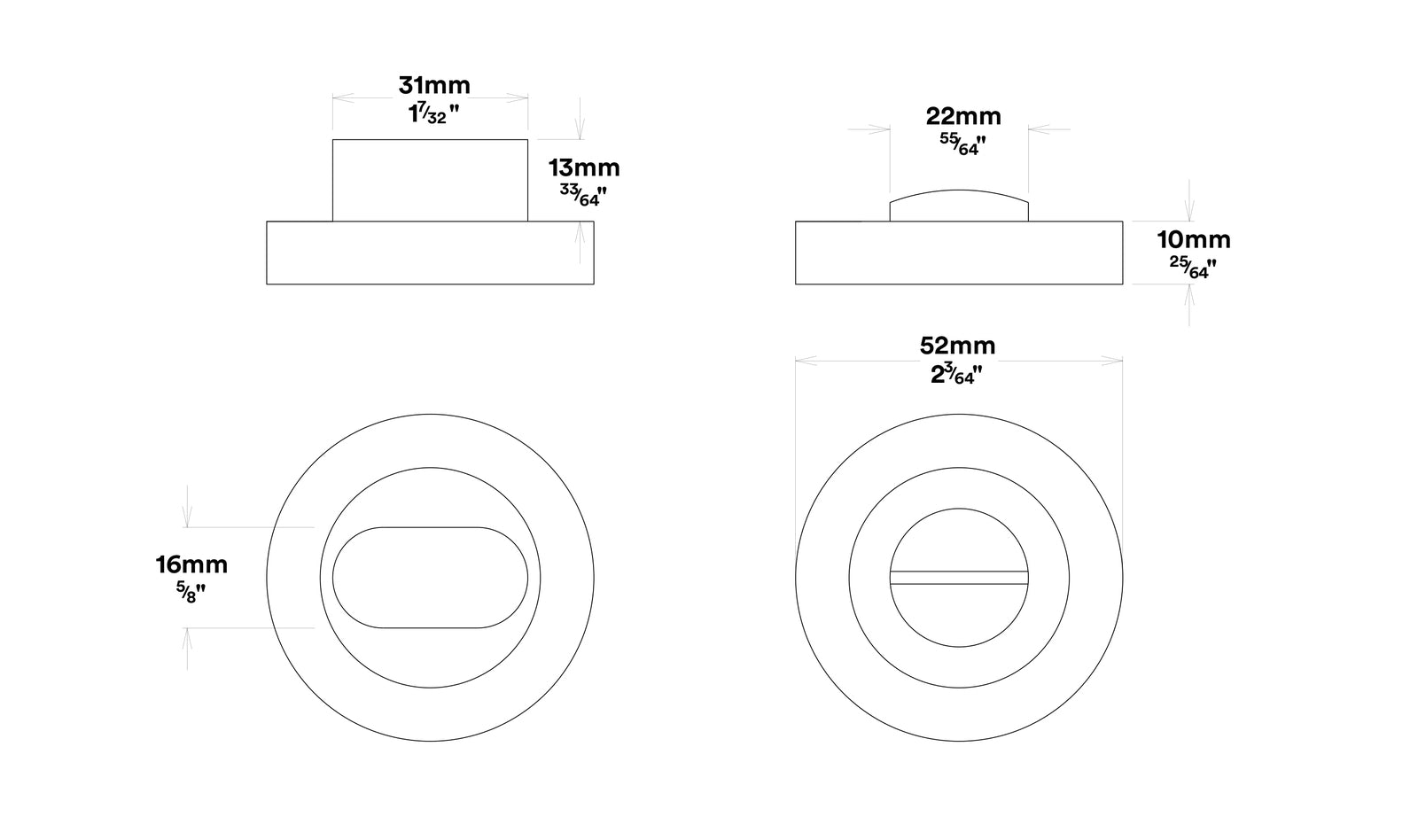 Iver Osaka Door Lever Handle on Round Rose Privacy Kit - Available in Various Finishes