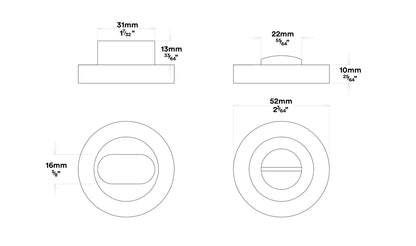 Iver Osaka Door Lever Handle on Round Rose Privacy Kit - Available in Various Finishes