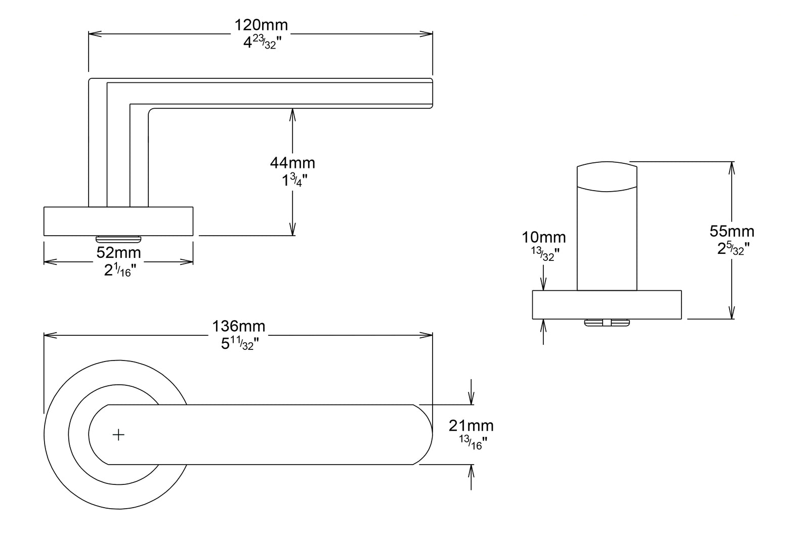 Iver Osaka Door Lever Handle on Round Rose Privacy Kit - Available in Various Finishes