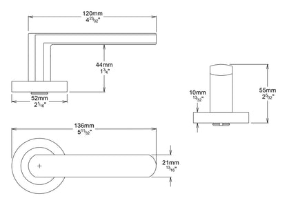 Iver Osaka Door Lever on Round Rose Entrance Kit Key/Thumb - Available in Various Finishes