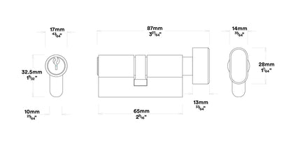 Iver Stirling Door Lever Handle on Round Rose Entrance Kit Key/Thumb - Available in Various Finishes