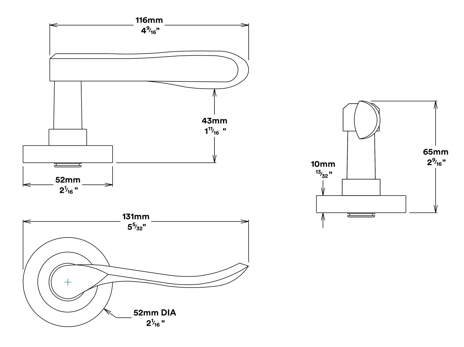 Iver Stirling Door Lever Handle on Round Rose Privacy Kit - Available in Various Finishes